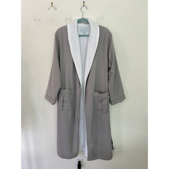 Majestic International Mens Robe Gray Size Small Medium Terry Wrap Belt Pockets - Picture 9 of 16